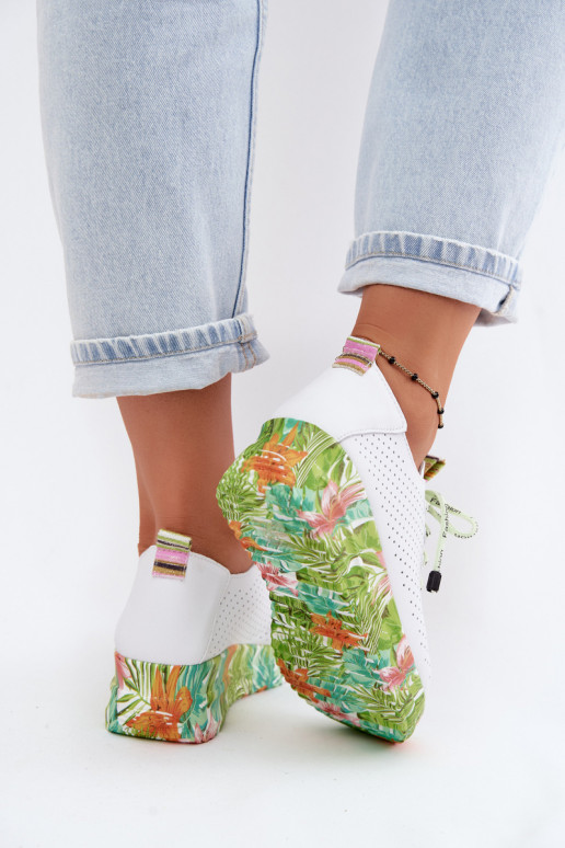 Leer schoenen met platform Artiker 58C0600 INit-groene kleur