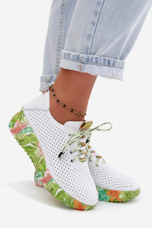Leer schoenen met platform Artiker 58C0600 INit-groene kleur