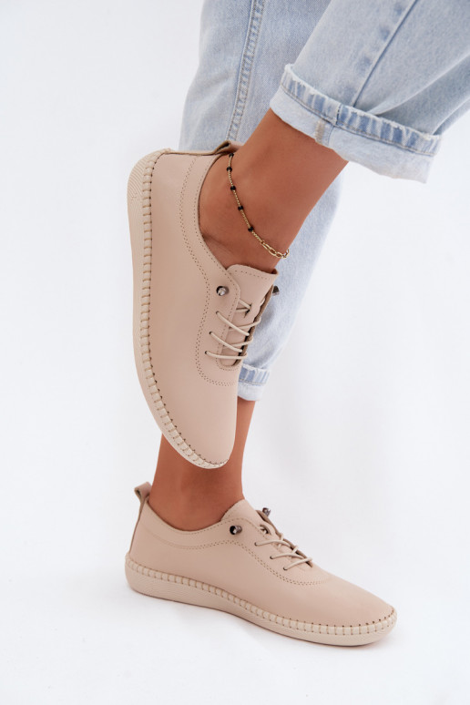 Dames leren schoenen in zandkleur Artiker 58C3070