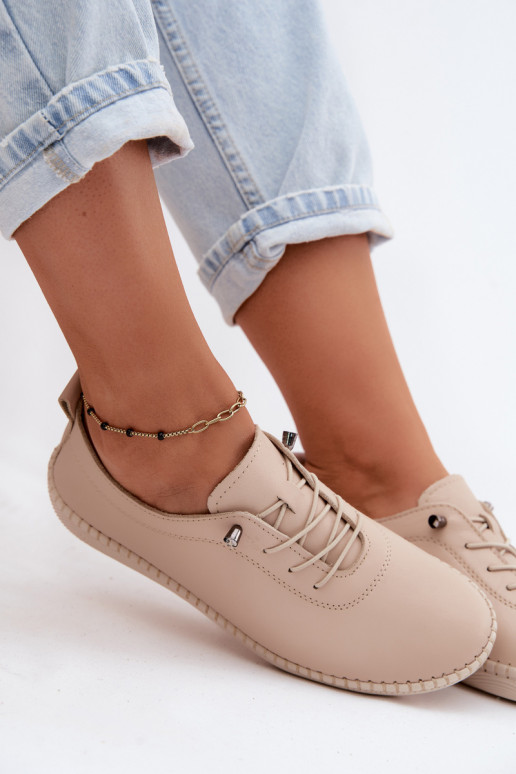 Dames leren schoenen in zandkleur Artiker 58C3070