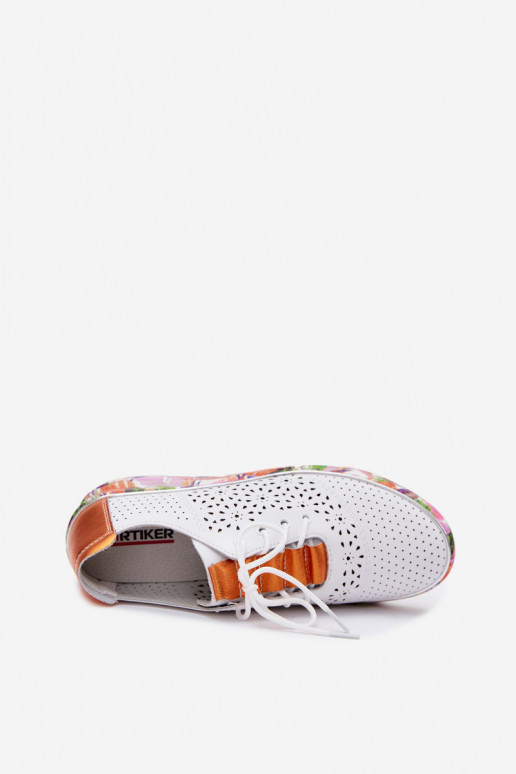 Leer met elementen van opengeInerkt schoenen Dames met platform met patronen Artiker 56C1802 INit-oranje