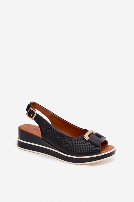 Damensandalen Feminin mit einer Plattform mit Schnallen Artiker 58C0086 schZuarze Farbe
