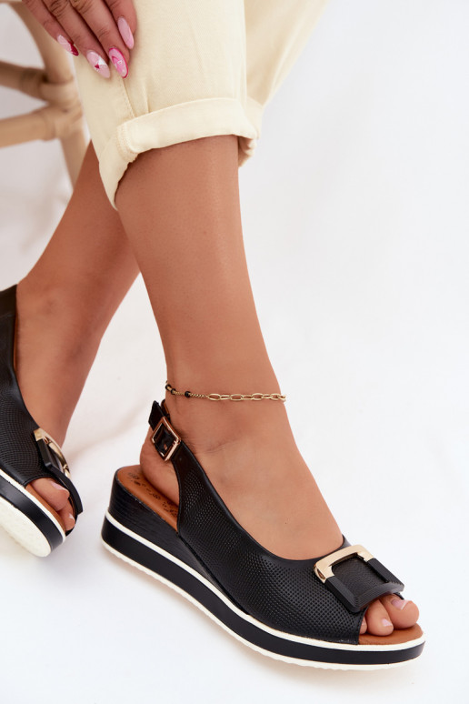 Sandales femmes noires avec plateforme et boucles Artiker 58C0086