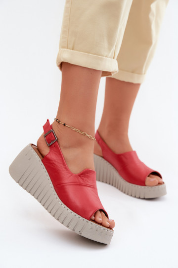 Sandales pour femmesActivéturalnej Skóry avec une plateforme Artiker 58C3373 couleur rouge 2