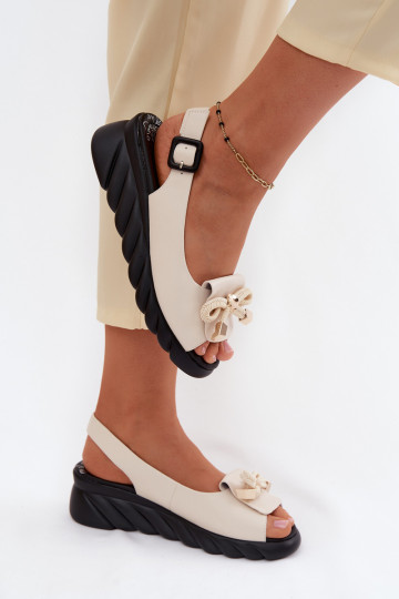 Sandales femmes beiges avec plateforme et ornements Artiker 58C0054