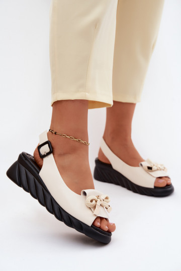Beige damessandalen met platform en ornamenten Artiker 58C0054 2
