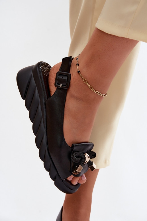 Schwarze Damen Sandalen mit Plattform und Ornamenten Artiker 58C0055