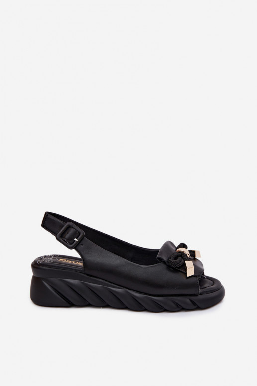 Zwarte damessandalen met platform en ornamenten Artiker 58C0055