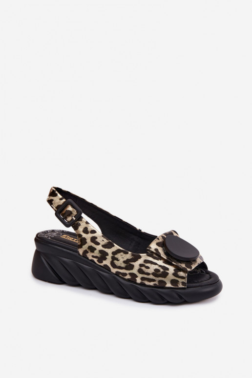 Goldene Plattform Sandalen mit Leopardenmuster Artiker 58C059