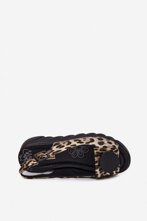 Haut Plateausandalen mit Leopardenfellmuster Artiker 58C059 goldene Farbe