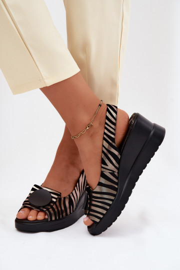 Leder-Plateausandalen mit Ornamenten Artiker 58C0295 schwarz und gold 2