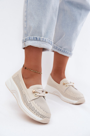 Slipper mit Ausschnitten aus natürlichem Leder Artiker 58C0478 sandfarben 2