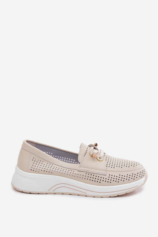 Instap schoenen met uitsnijdelen van natuurlijk leer Artiker 58C0478 zandkleurig