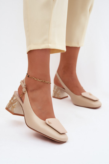 Chaussures en cuir à talons et ornements Artiker 58C0672 couleur sable 2