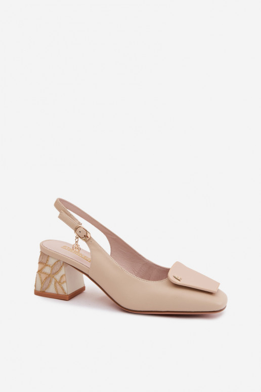 Leer Schoenen met hakken met ornamenten Artiker 58C0672 beige