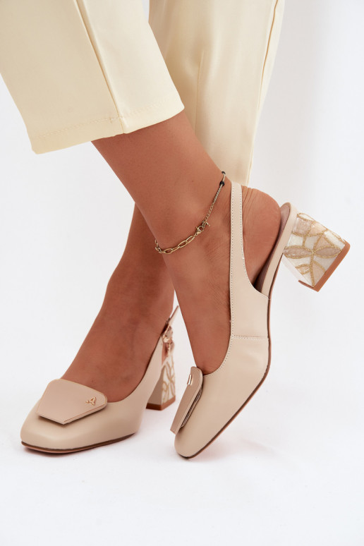 Leer Schoenen met hakken met ornamenten Artiker 58C0672 beige