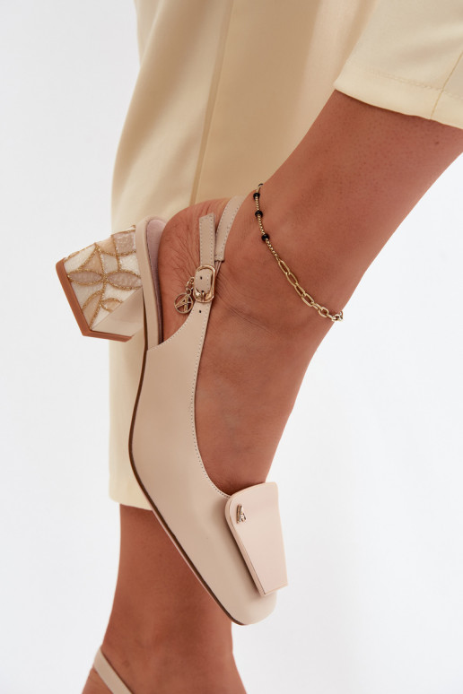 Leer Schoenen met hakken met ornamenten Artiker 58C0672 beige