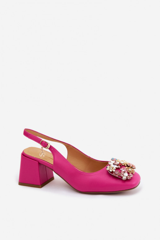 Leer Schoenen met hakken met kristaldecor i met bloemmotieven Artiker 58C0662 roze