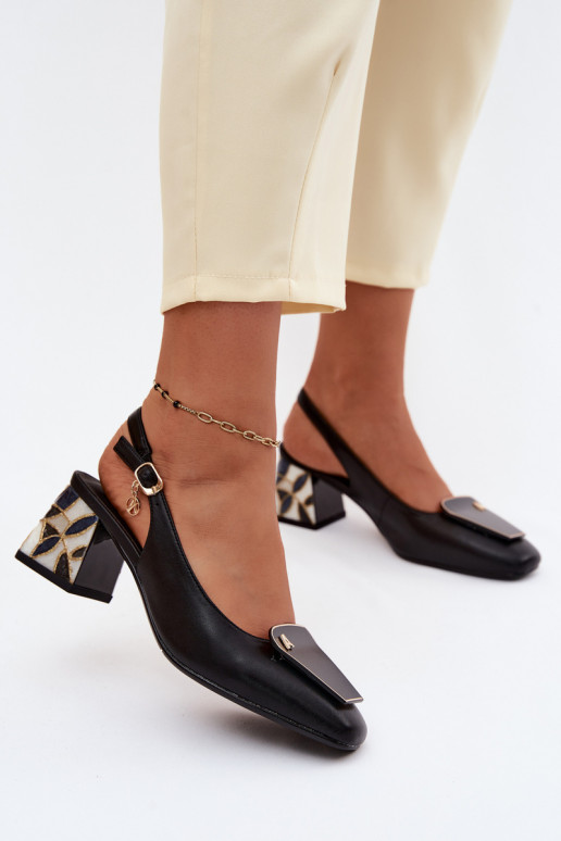 Haut Schuhe mit Absätzen mit Ornamenten Artiker 58C0674 schZuarze Farbe
