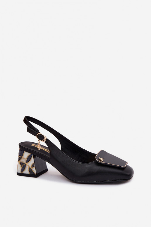 Leren schoenen met hakken en ornamenten Artiker 58C0674 zwart