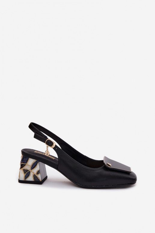 Haut Schuhe mit Absätzen mit Ornamenten Artiker 58C0674 schZuarze Farbe
