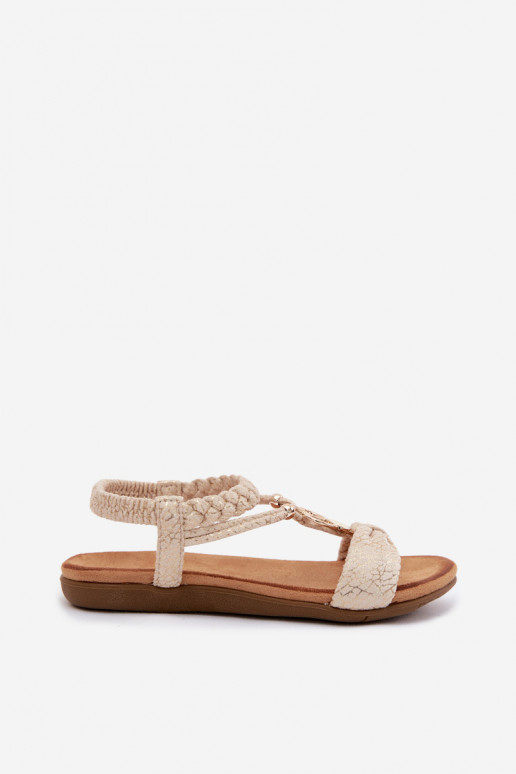 Flache Sandalen für Damen Artiker 58C0628 goldene Farbe