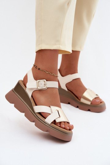 Dames sandalen Dames met platform Artiker 58C0312 beige-gouden kleur 2