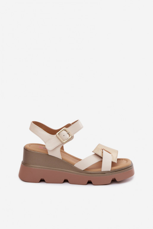 Dames sandalen Dames met platform Artiker 58C0312 beige-gouden kleur