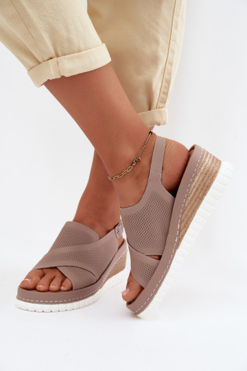 Plattformsandalen aus natürlichem Leder Artiker 58C3146 sandfarben 2