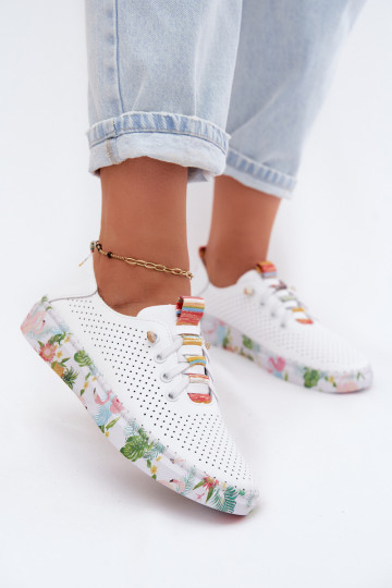 Leren schoenen met patroonplatform Artiker 58C0597 wit