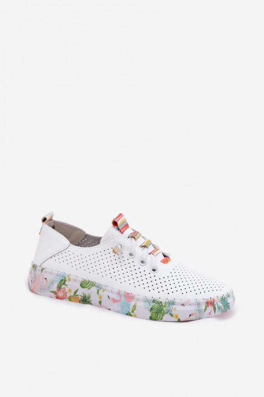 Leren schoenen met patroonplatform Artiker 58C0597 wit