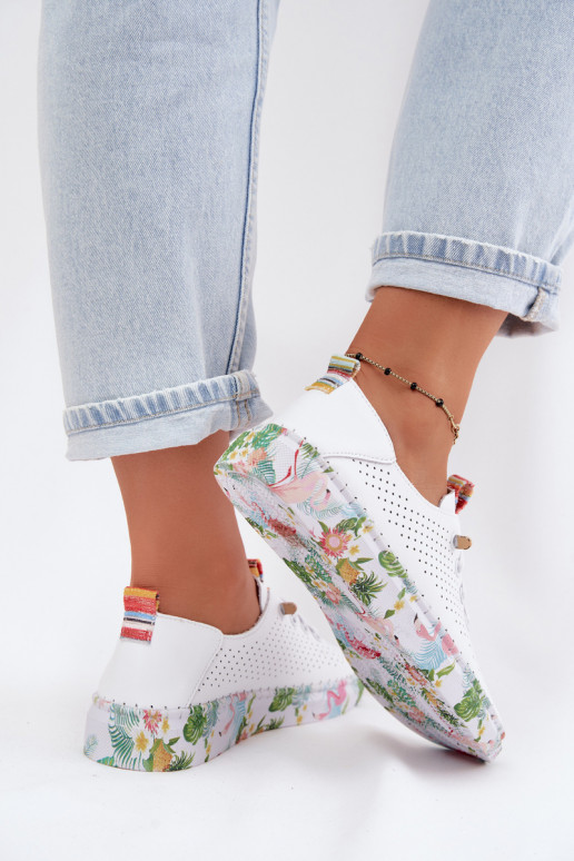 Chaussures en cuir avec plateforme à motifs Artiker 58C0597 couleur blanche