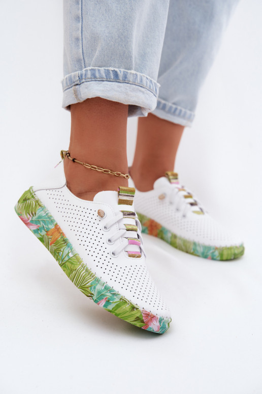 Leer schoenen Dames Op Met patroonj Platformie Artiker 58C0441 INit-groene kleur