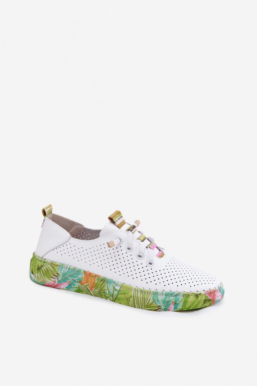 Leren schoenen met patroonplatform Artiker 58C0441 wit en groen