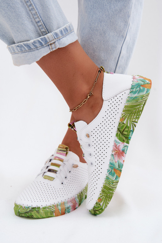 Peau chaussures Féminin Activé À motifsj Platformie Artiker 58C0441 Blanc-couleur verte