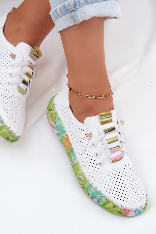 Haut Schuhe Feminin Ermöglicht Gemustertj Platformie Artiker 58C0441 INeiß-grüne Farbe