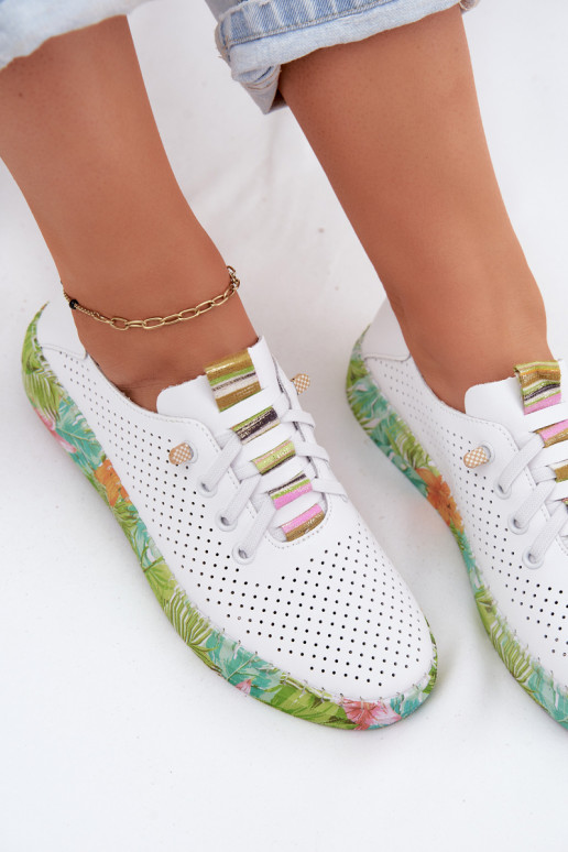 Haut Schuhe Feminin Ermöglicht Gemustertj Platformie Artiker 58C0441 INeiß-grüne Farbe