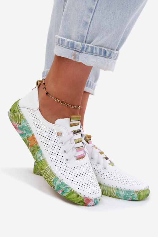 Leer schoenen Dames Op Met patroonj Platformie Artiker 58C0441 INit-groene kleur