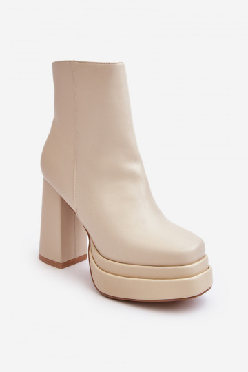 Ivory enkellaarsjes met platform Sandstra