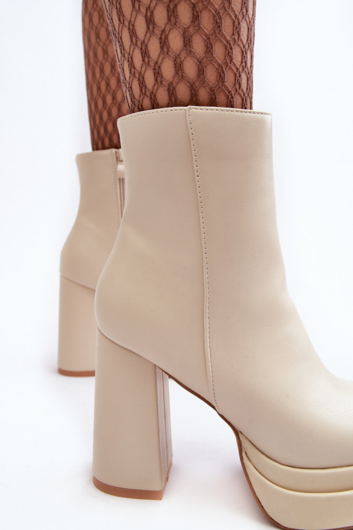 Ivory enkellaarsjes met platform Sandstra