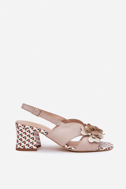 Peau Sandales à talons hauts pour femme avec des fleurs Laura Messi 2950 beige