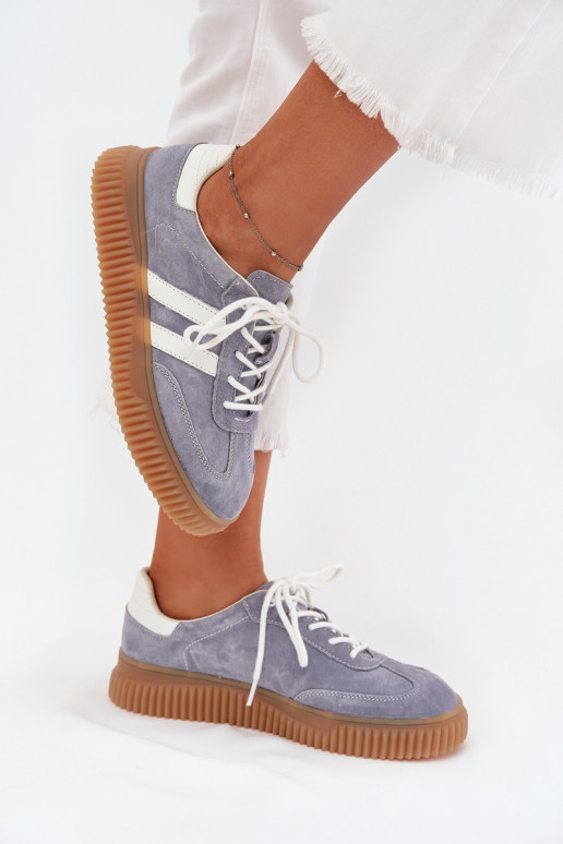 aus INildleder Sneakers Stilvollllschuhe Feminin mit einer Plattform blaue Farbe Es mussrisae