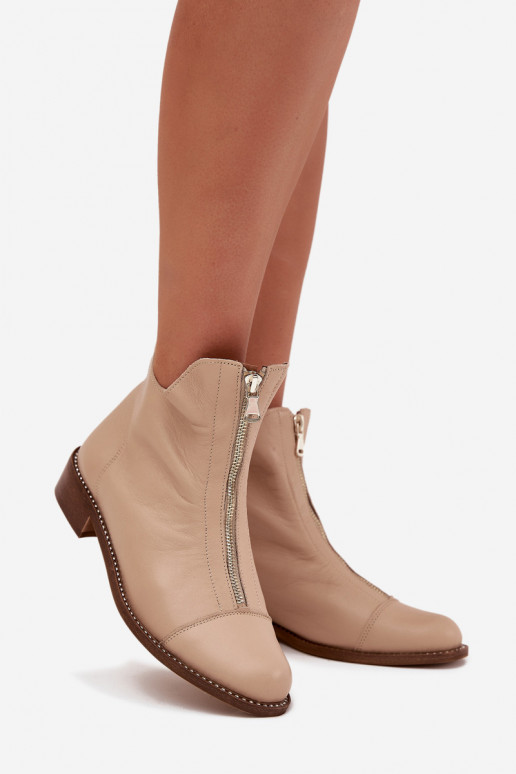 Peau Bottes avec fermetures éclair Zazoo 2785/079 beige