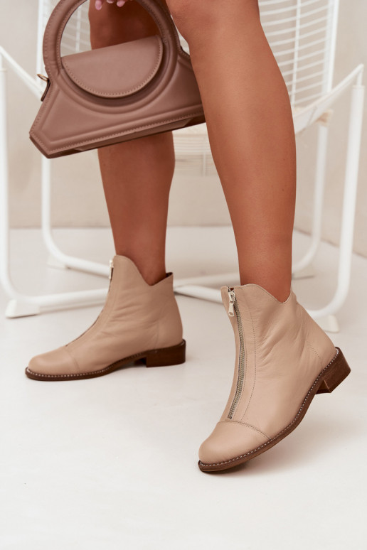 Bottines en cuir sable avec fermetures éclair Zazoo 2785/079