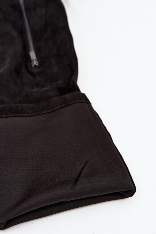 Zwarte lange laarzen van faux suede met hakken Amareen