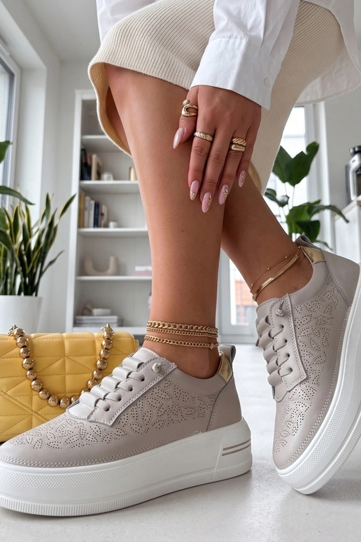 Beige Sneakers aus natürlichem Leder Cambell