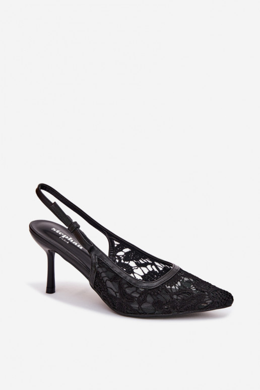 Dames sandalen met dunne hakken met kant zInart Pelivelle