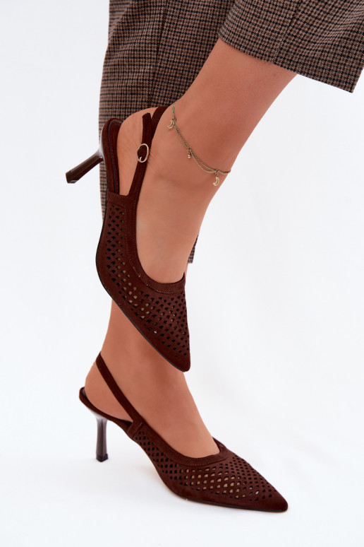 Sandales ajourées avec talons fins en daim synthétique Czekolado Velvia