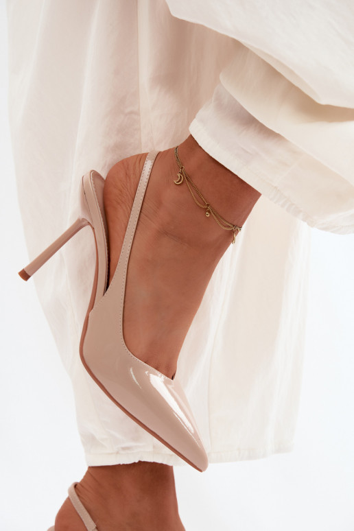 Beige gelakte hoge hakken sandalen van faux leer Calera