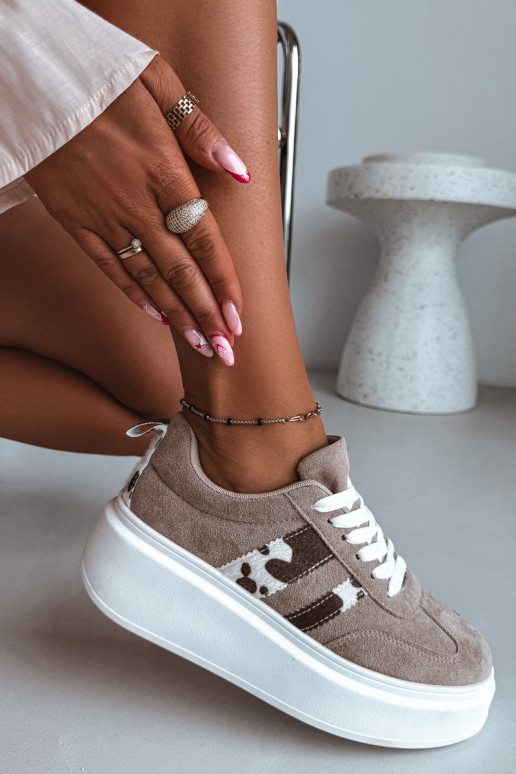 Baskets à plateforme en daim synthétique beige Averin